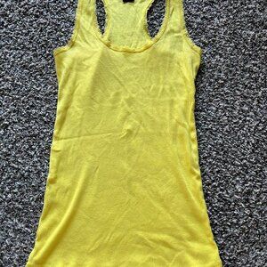 Y2K Wet Seal Tank Top Womens Small Babydoll Bright Yellow Lace Lining Coquette